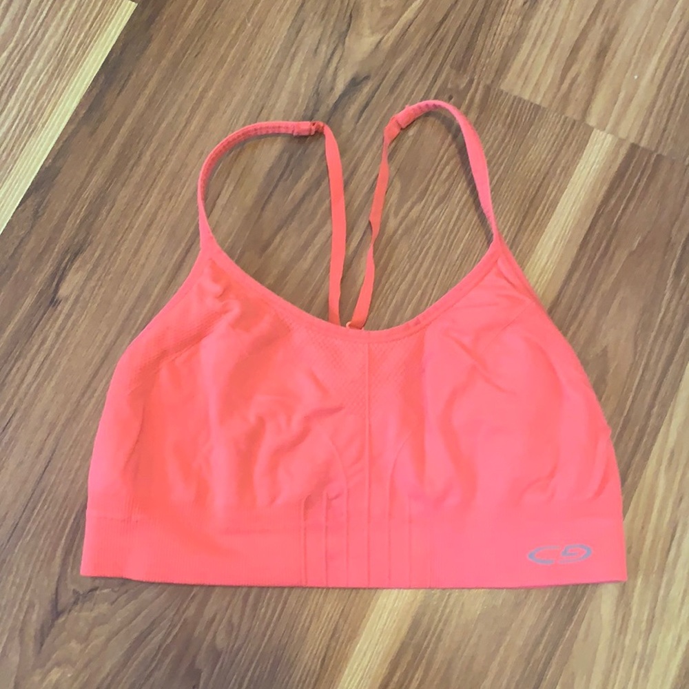 Neon pink sports bra
